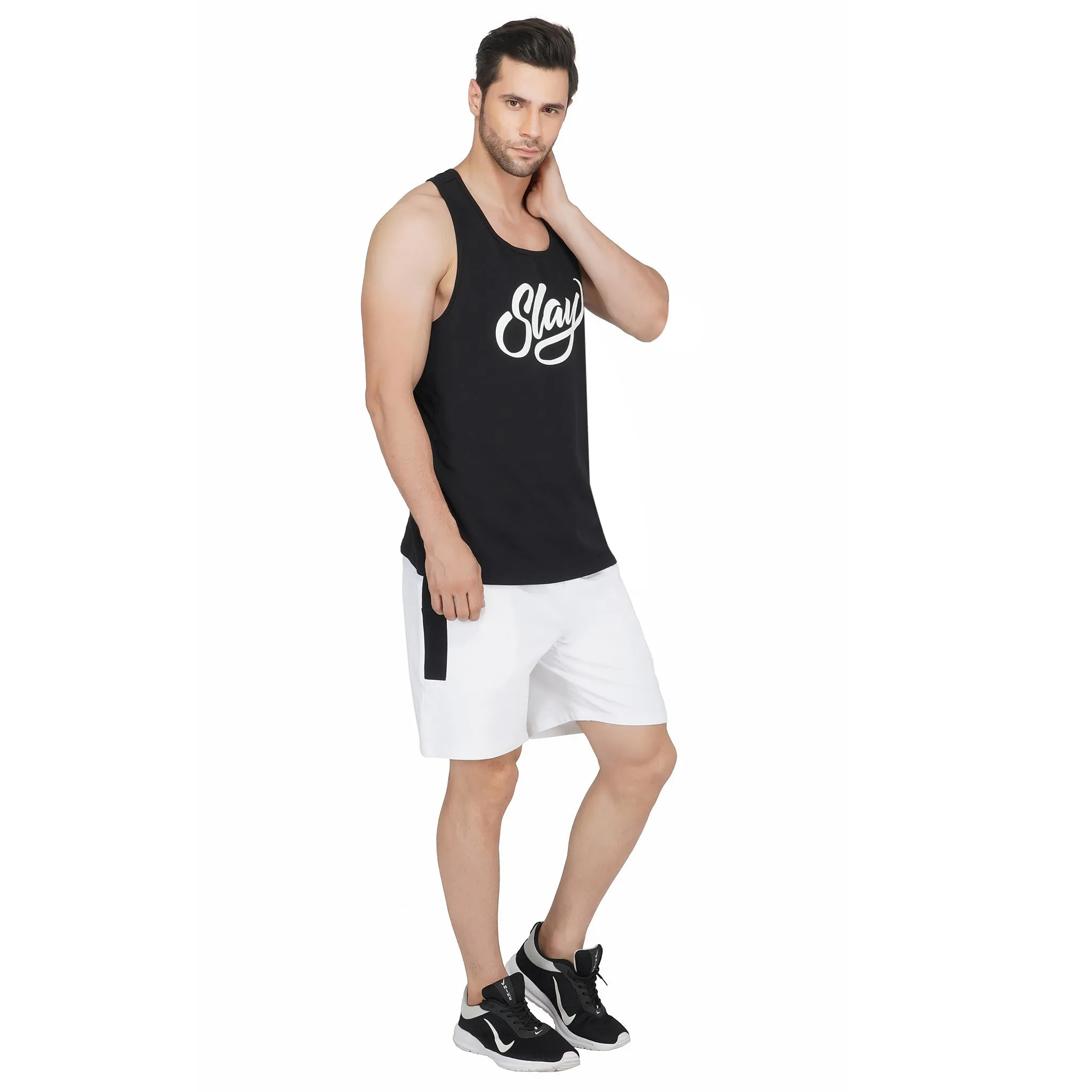 SLAY. Men's Activewear White Sports Shorts