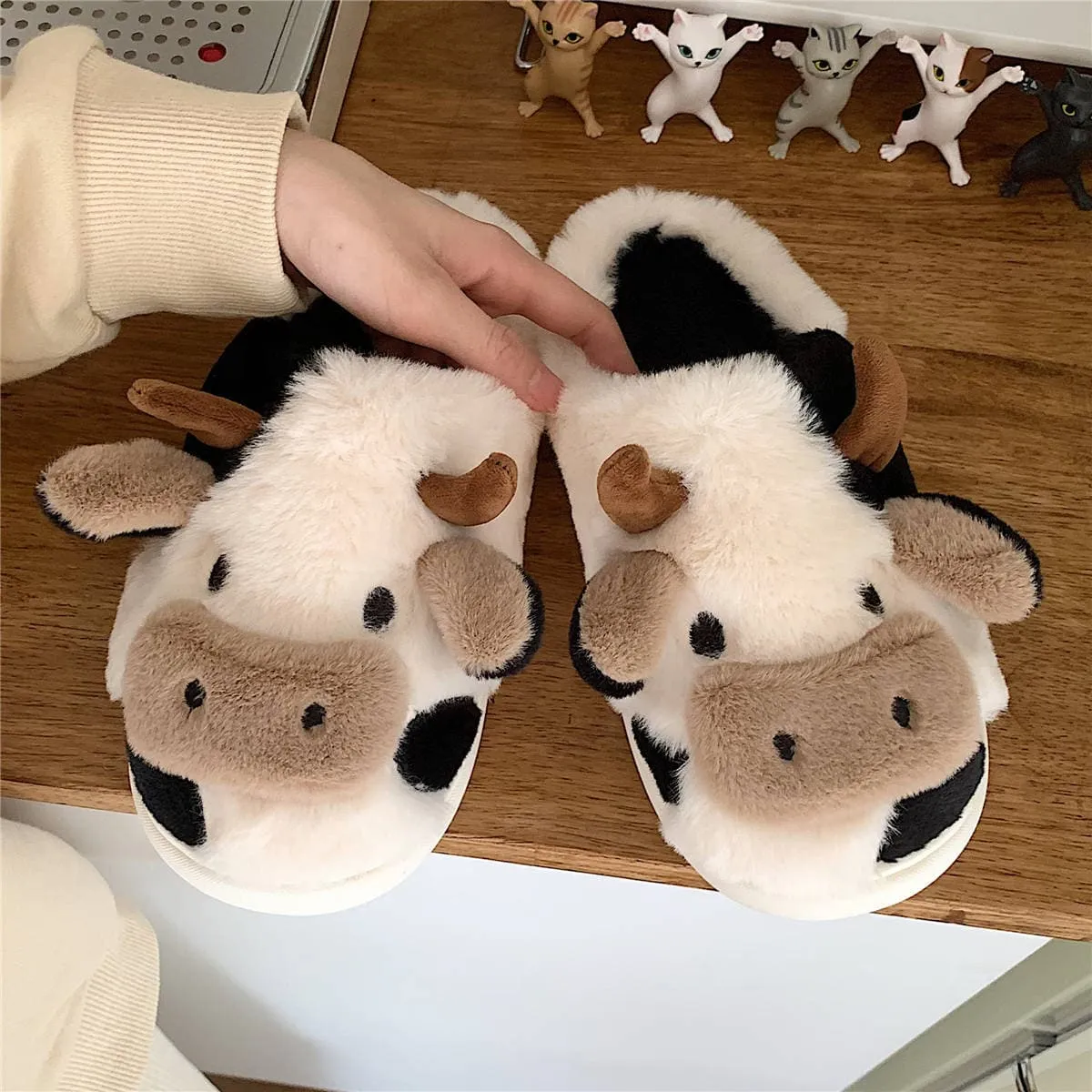 Soft Cute Cotton Cow Slippers