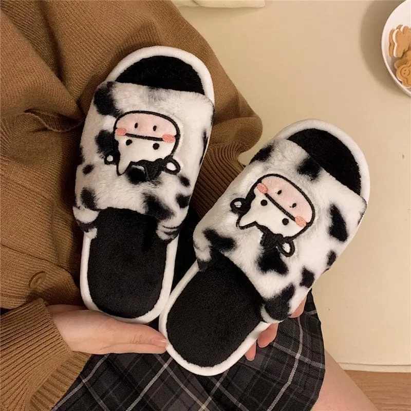 Soft Cute Cotton Cow Slippers