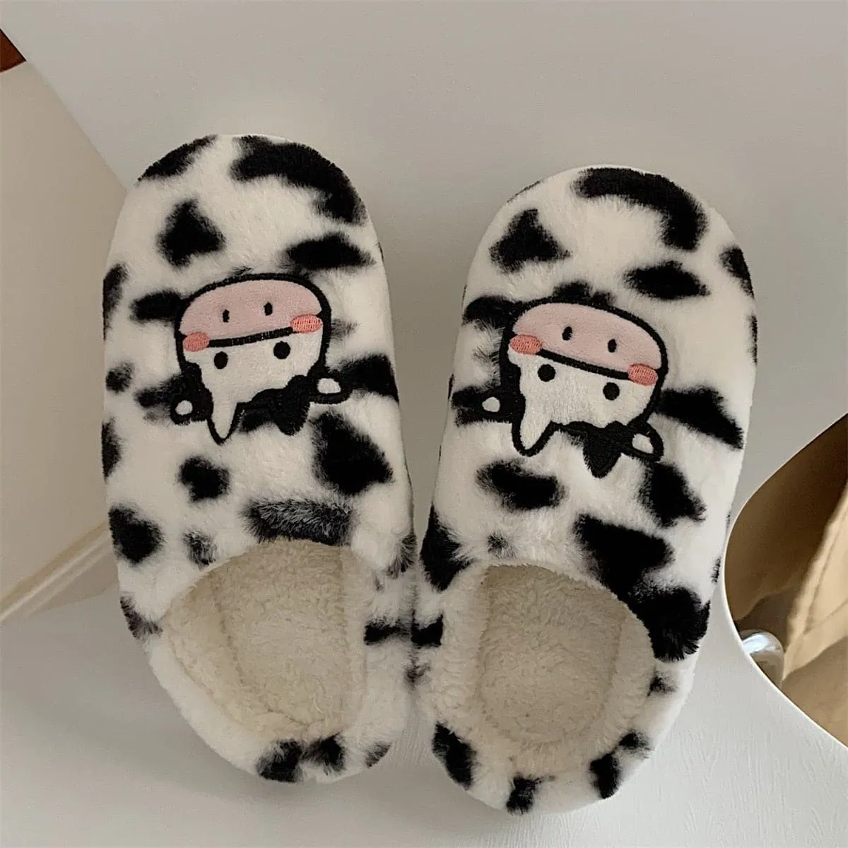 Soft Cute Cotton Cow Slippers