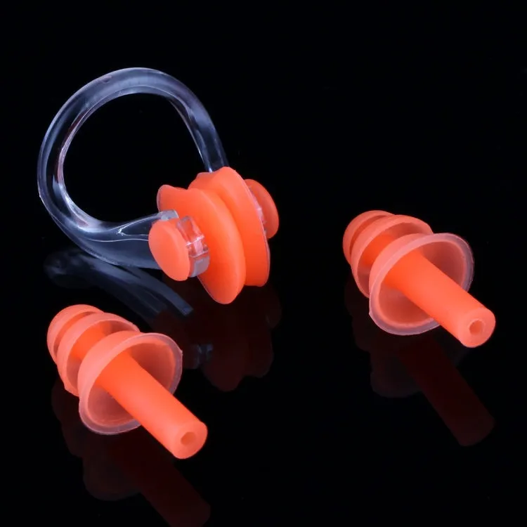 Soft Silicone Swimming Nose Clip and Ear Plug Set Earplug, Random Color Delivery