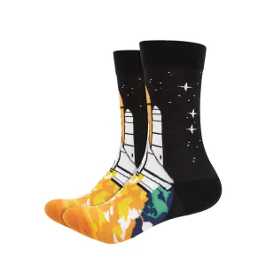 Space Launch Printed Crew Length Socks