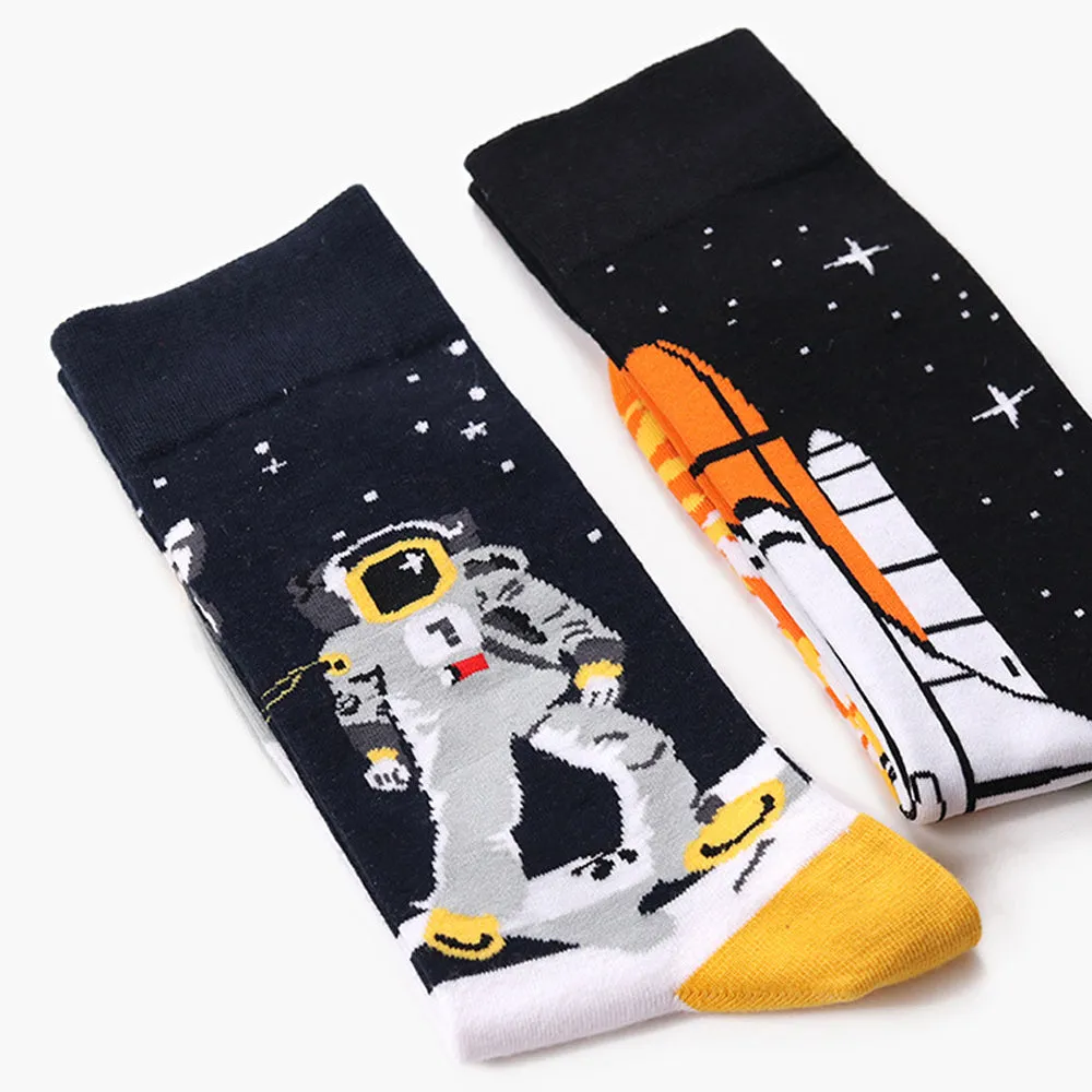 Space Launch Printed Crew Length Socks