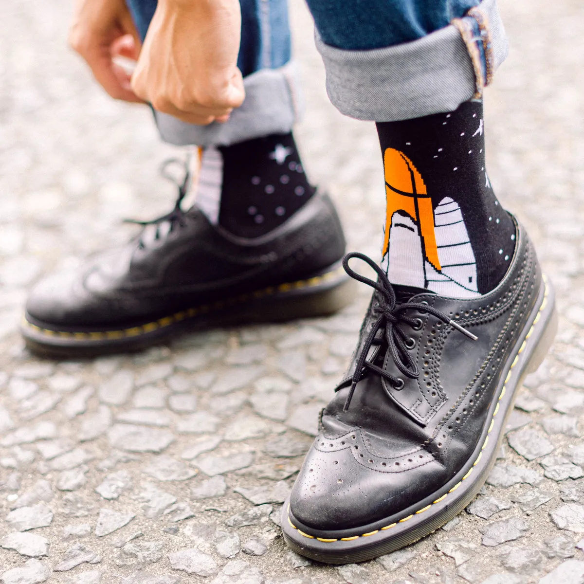 Space Launch Printed Crew Length Socks