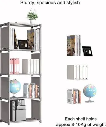 SPACE ORGANISER Plastic Simple Bookshelf Storage Organizer for Office, Bedroom Office Living Room (Grey, 5 Layer)