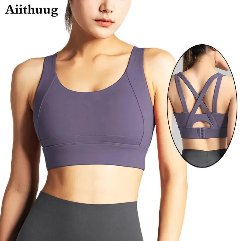 Sports Bra for Women Criss-Cross Back Padded Sports Yoga Bra with Removable Cups Gym Bra Top