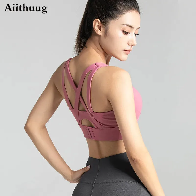 Sports Bra for Women Criss-Cross Back Padded Sports Yoga Bra with Removable Cups Gym Bra Top