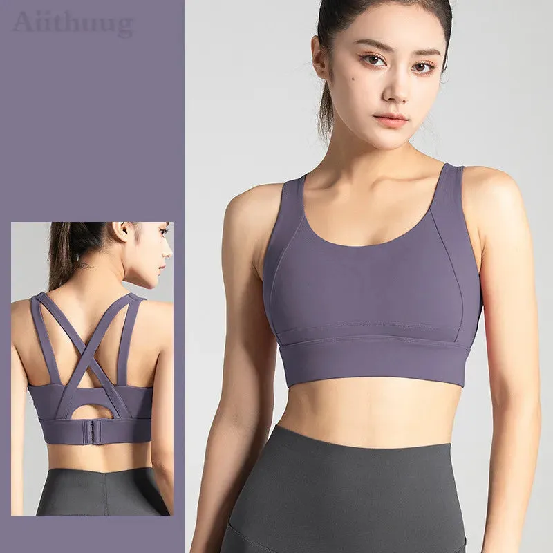 Sports Bra for Women Criss-Cross Back Padded Sports Yoga Bra with Removable Cups Gym Bra Top