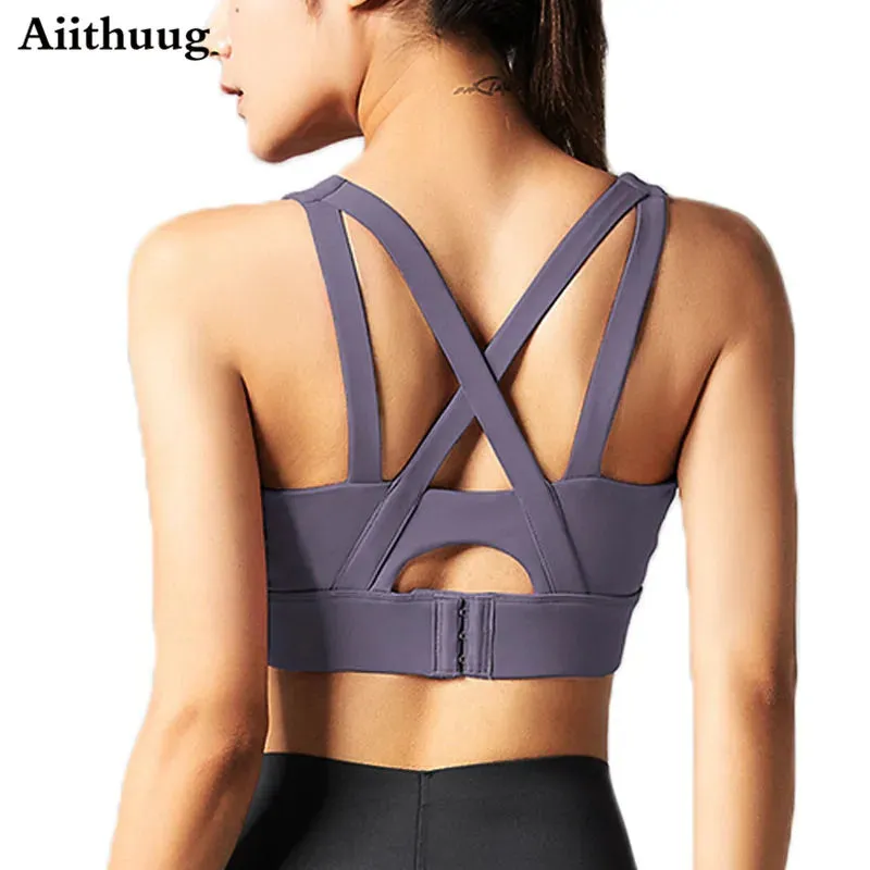 Sports Bra for Women Criss-Cross Back Padded Sports Yoga Bra with Removable Cups Gym Bra Top