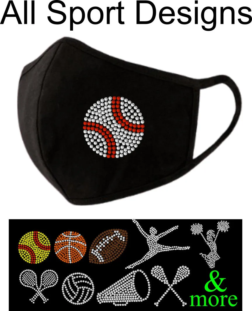 Sports Rhinestone Face Mask- All Options