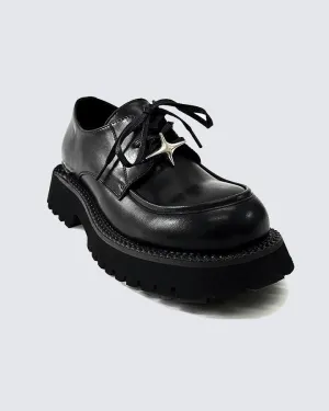 Star Decor Thick Sole Leather Shoes