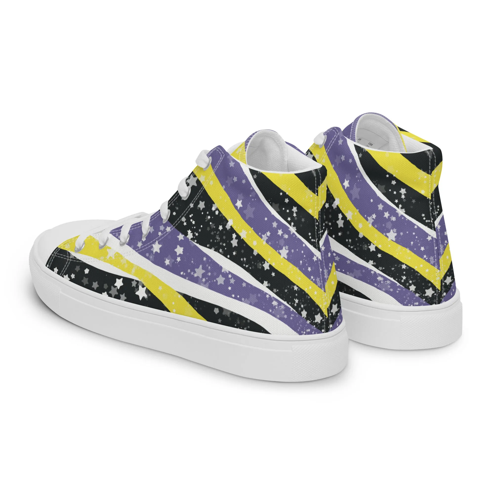 Starry Non-Binary High Top Canvas Shoes (Masc Sizing)