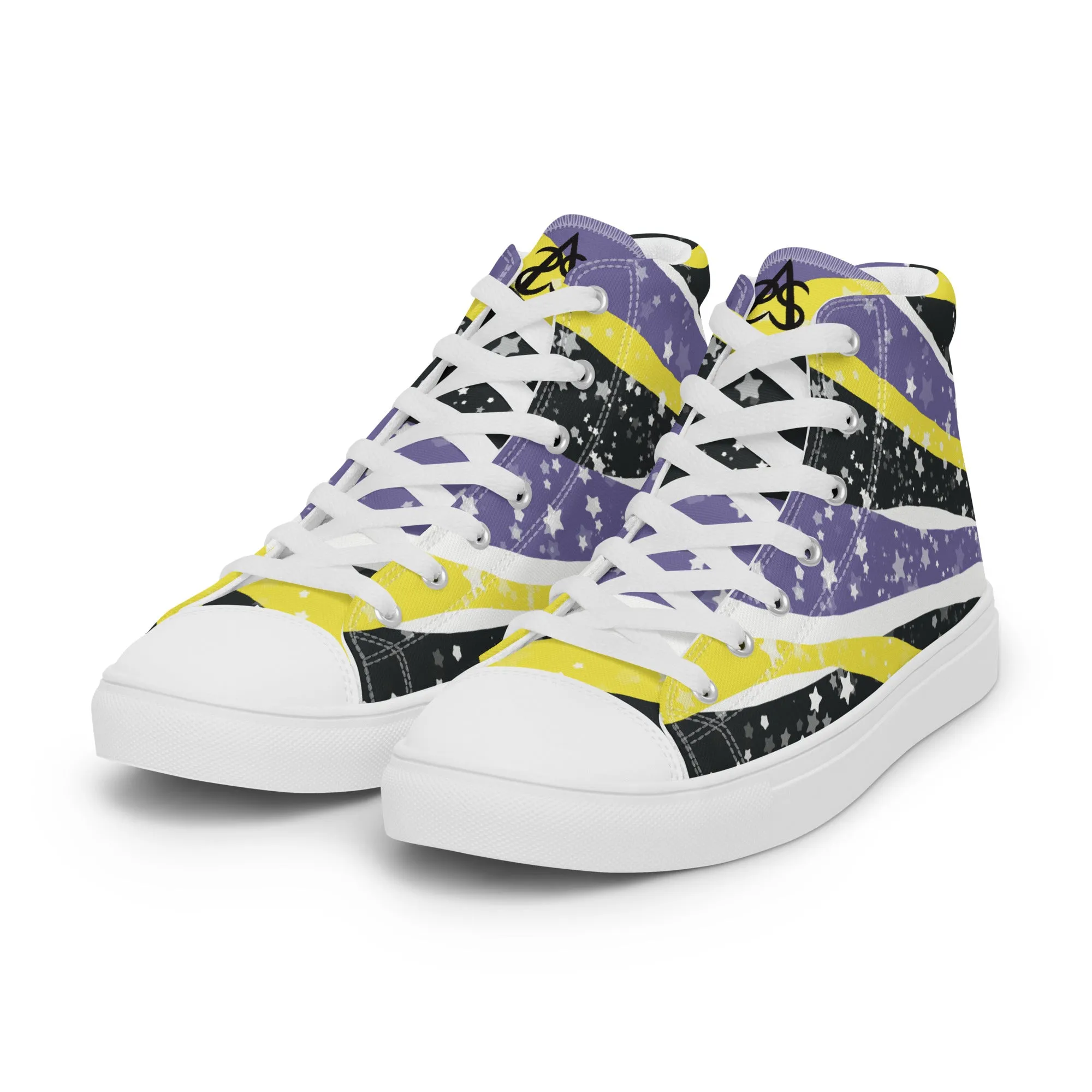 Starry Non-Binary High Top Canvas Shoes (Masc Sizing)