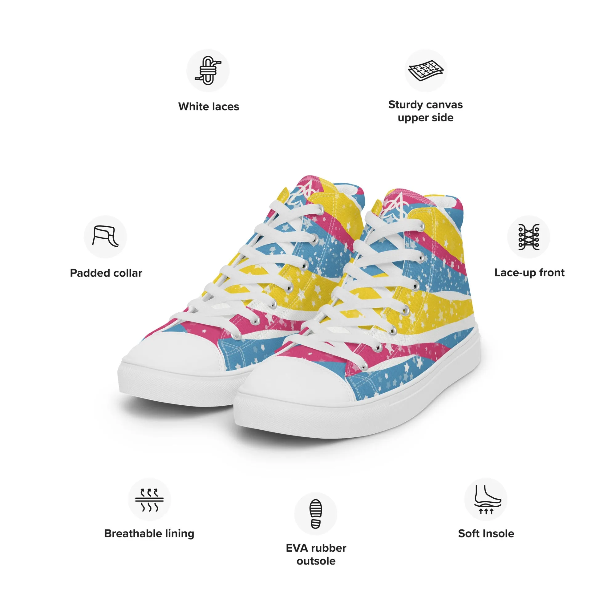 Starry Pansexual High Top Canvas Shoes (Masc Sizing)