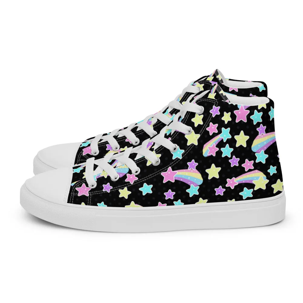 Starry Party Black Women’s High Top Canvas Shoes