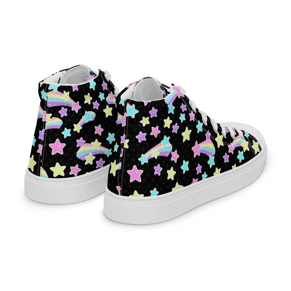 Starry Party Black Women’s High Top Canvas Shoes