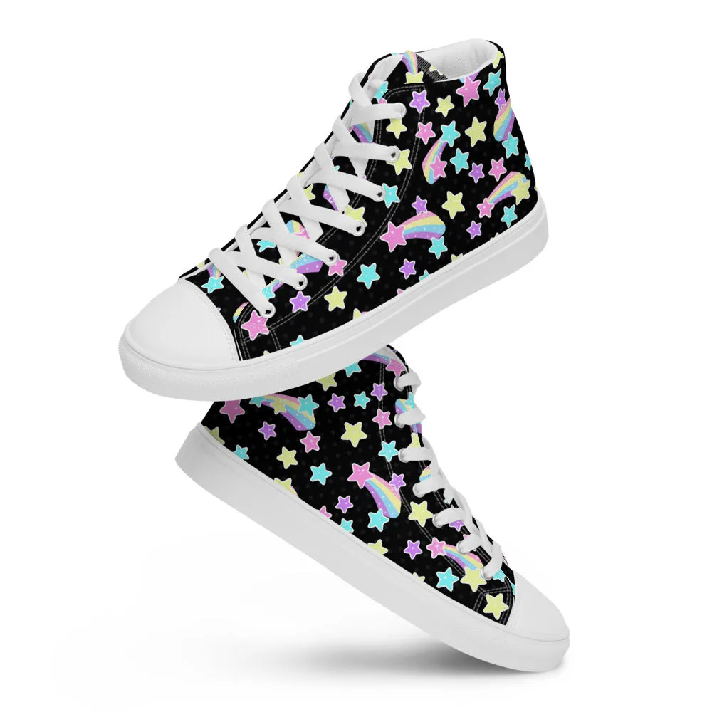 Starry Party Black Women’s High Top Canvas Shoes