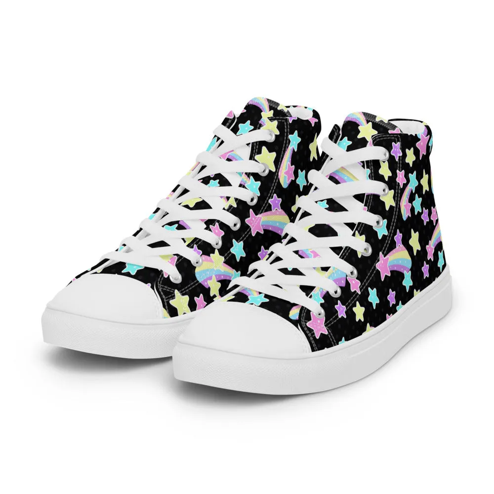 Starry Party Black Women’s High Top Canvas Shoes