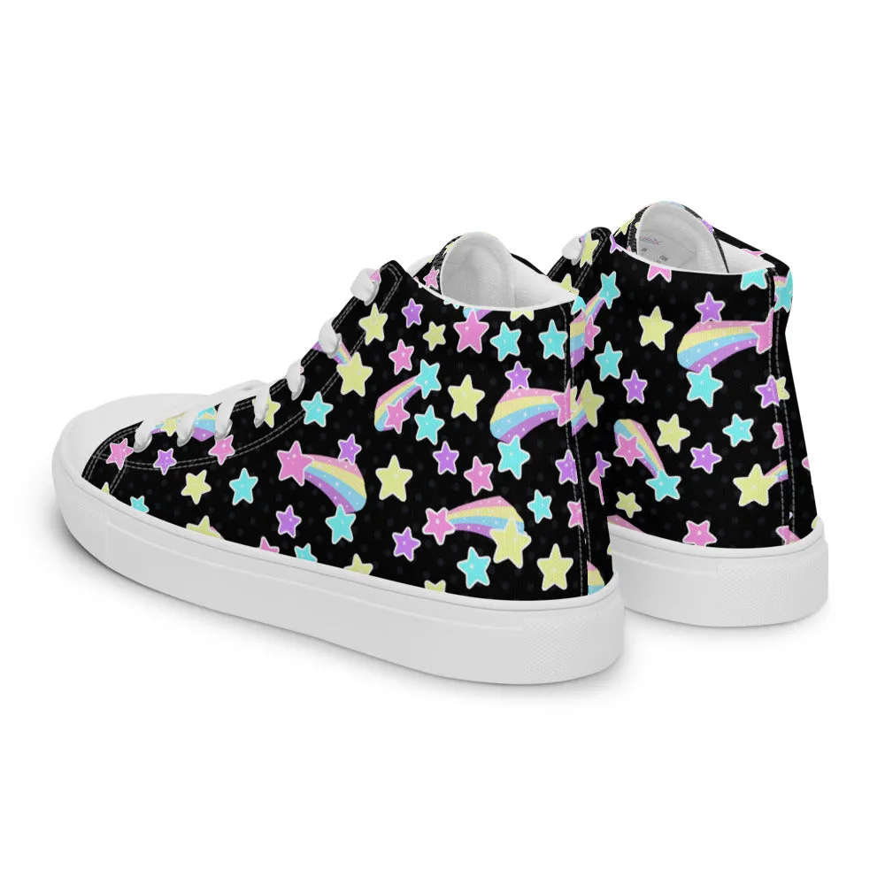 Starry Party Black Women’s High Top Canvas Shoes