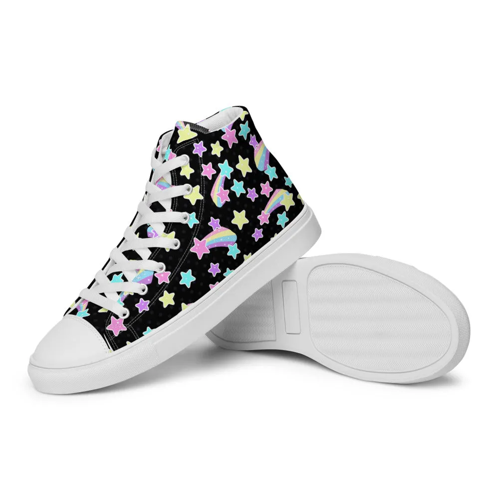 Starry Party Black Women’s High Top Canvas Shoes