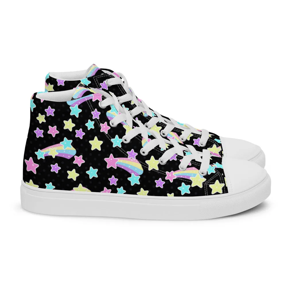 Starry Party Black Women’s High Top Canvas Shoes