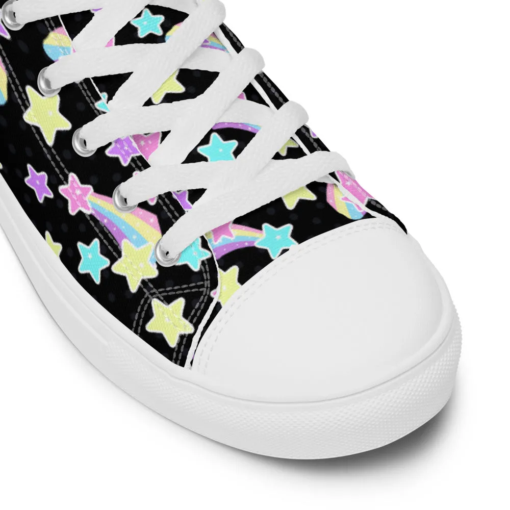 Starry Party Black Women’s High Top Canvas Shoes