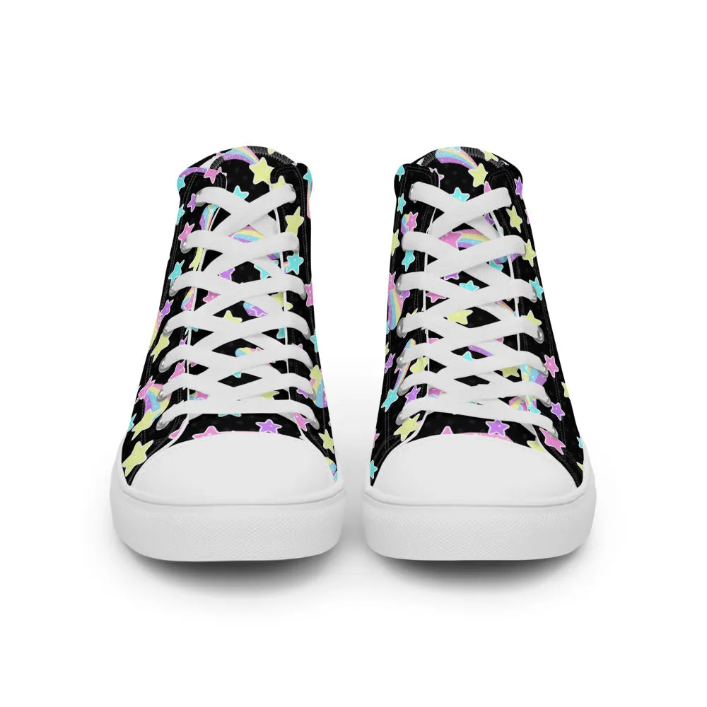 Starry Party Black Women’s High Top Canvas Shoes