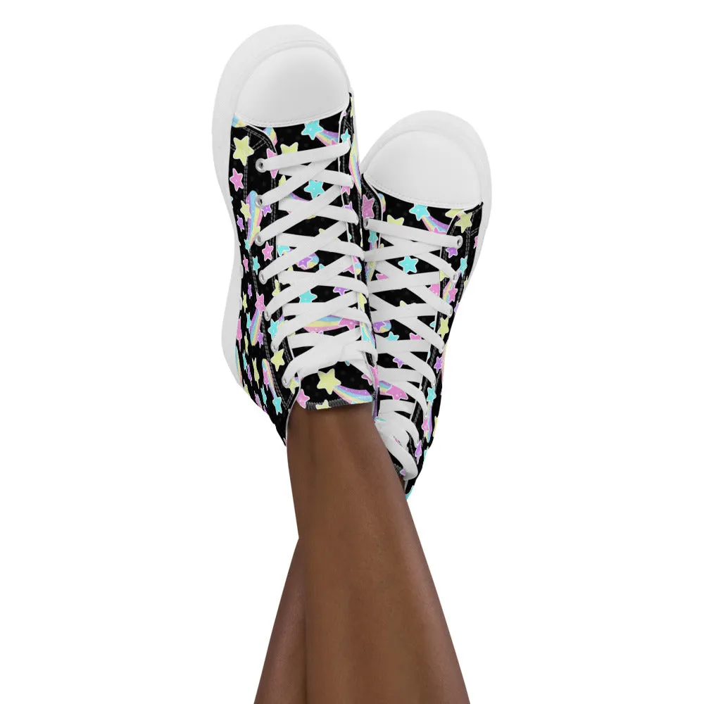 Starry Party Black Women’s High Top Canvas Shoes