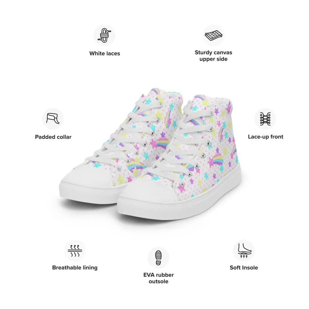 Starry Party White Women’s High Top Canvas Shoes