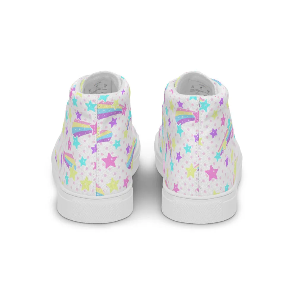 Starry Party White Women’s High Top Canvas Shoes