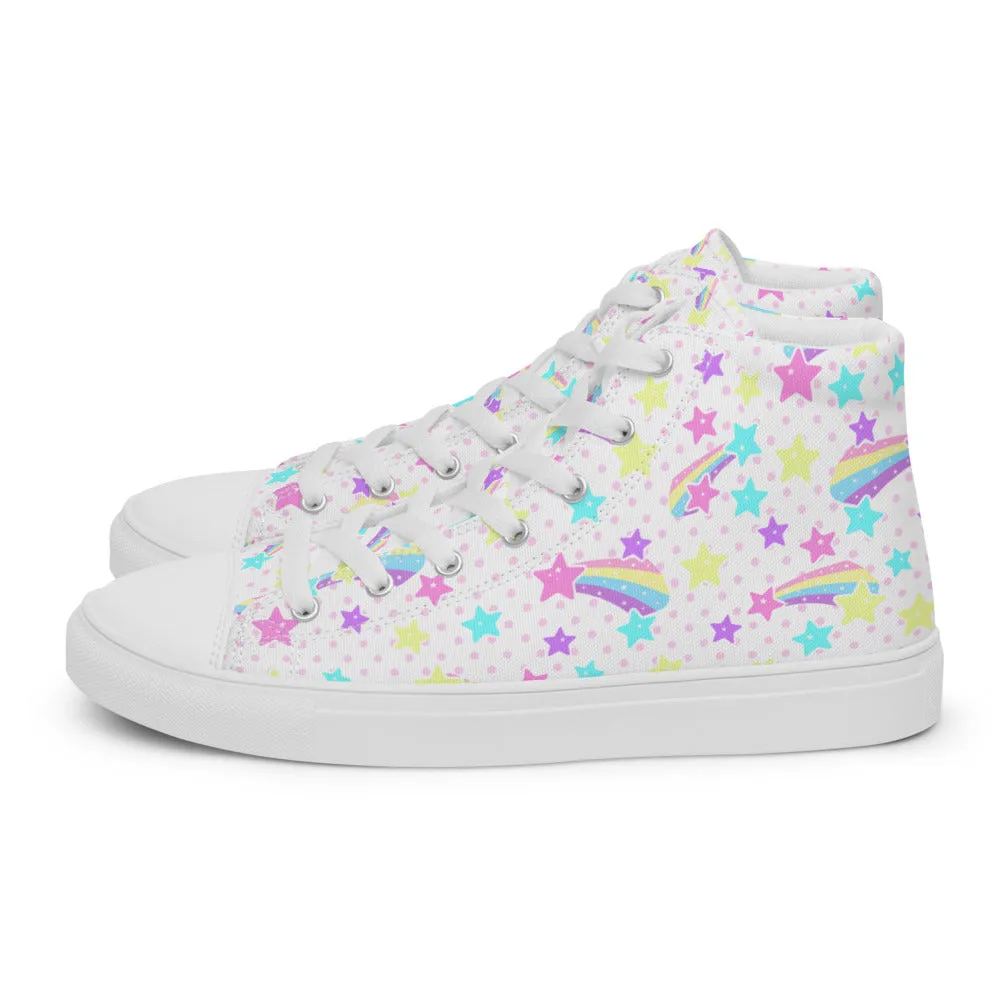 Starry Party White Women’s High Top Canvas Shoes