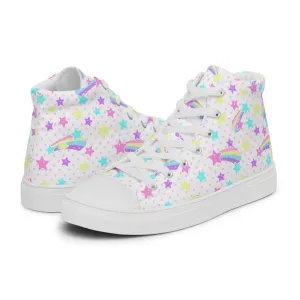 Starry Party White Women’s High Top Canvas Shoes