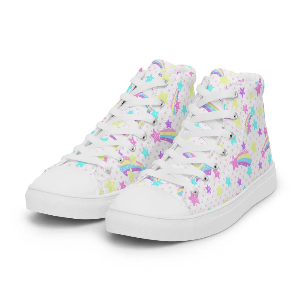 Starry Party White Women’s High Top Canvas Shoes