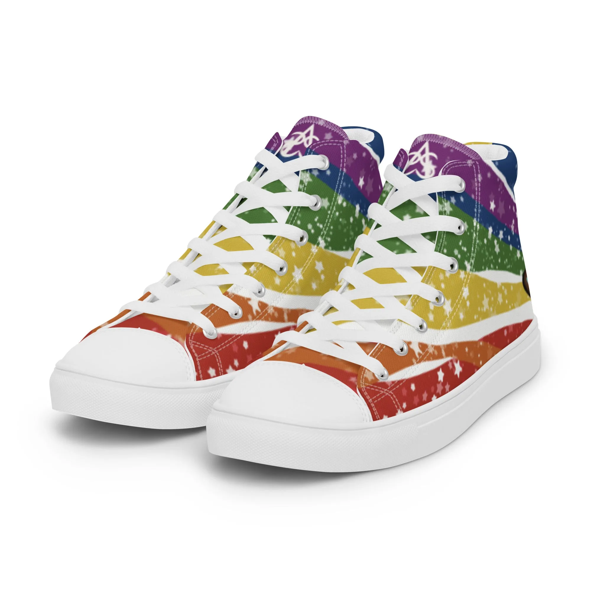 Starry Rainbow High Top Canvas Shoes (Fem Sizing)