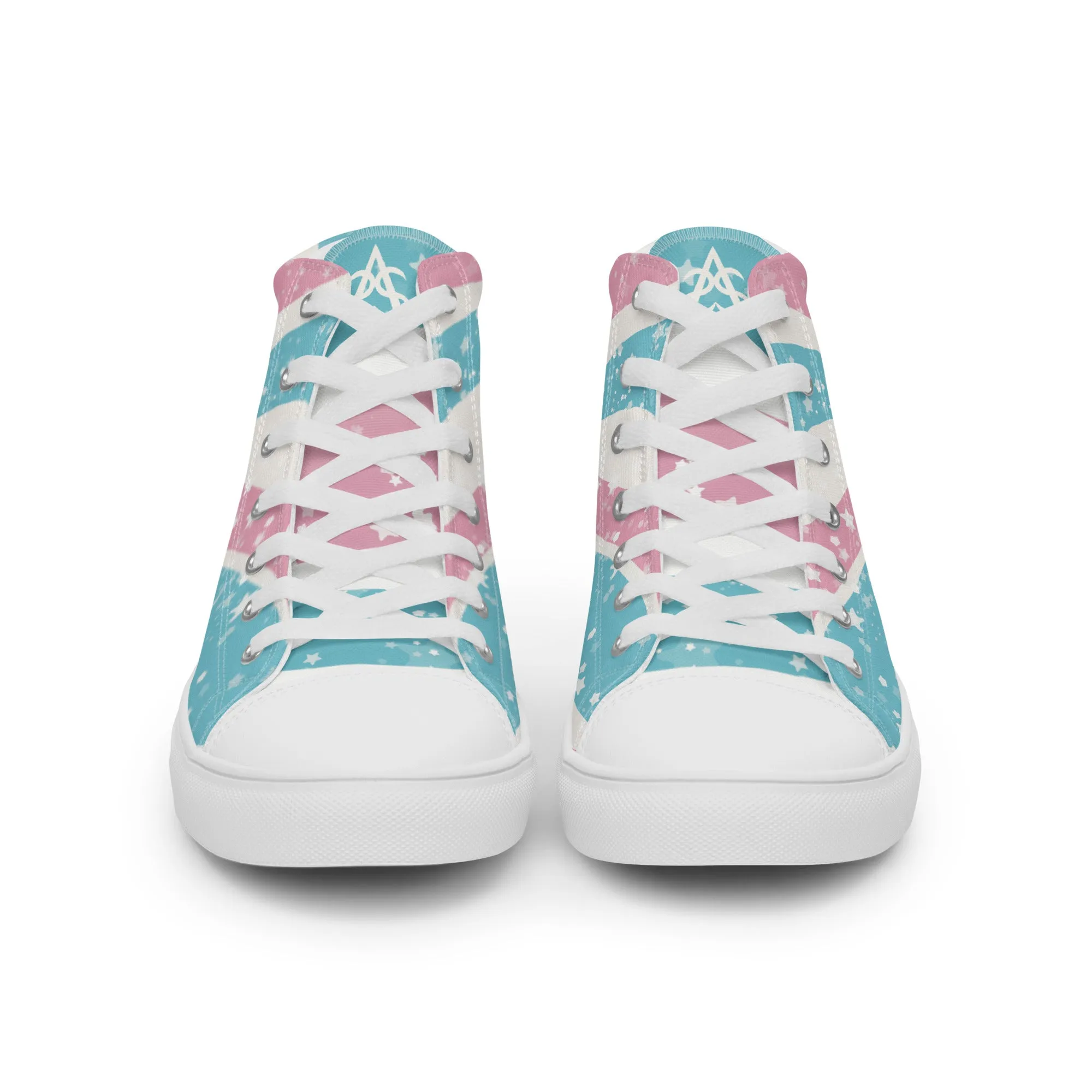 Starry Transgender Pride High Top Canvas Shoes (Masc Sizing)