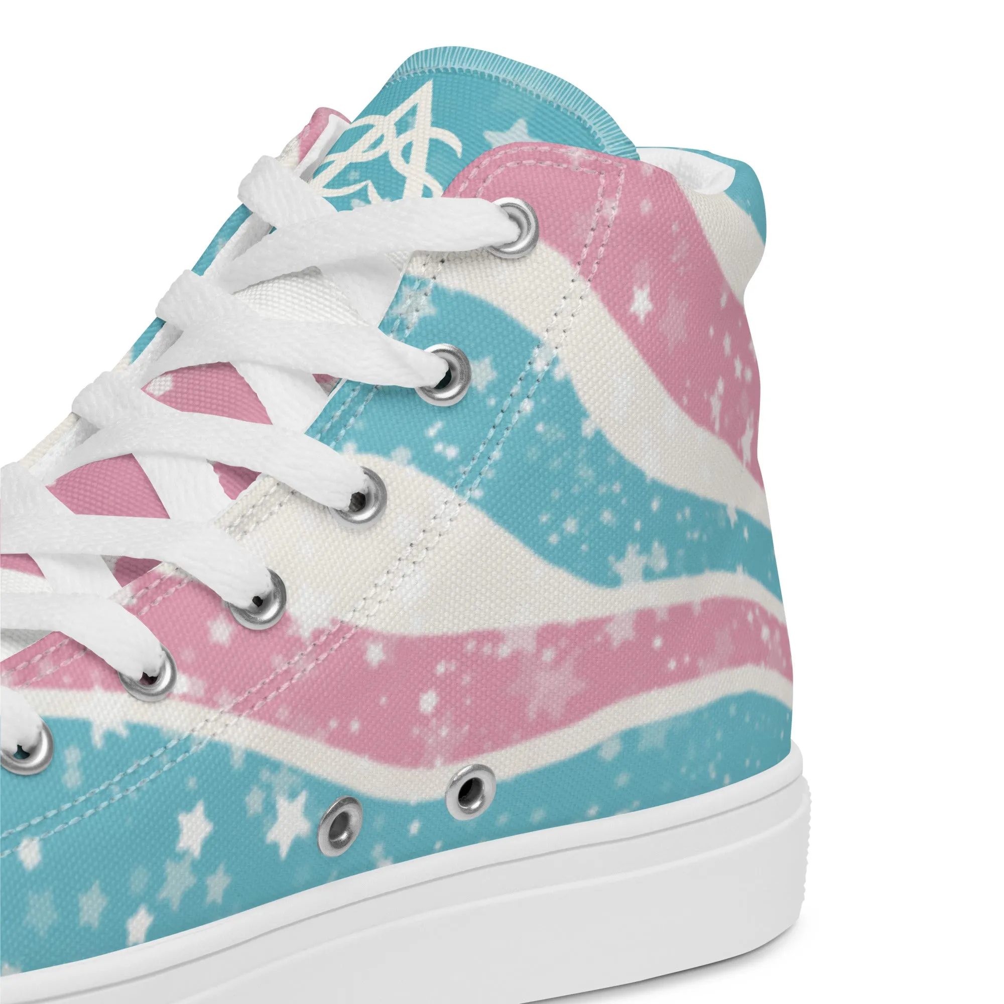 Starry Transgender Pride High Top Canvas Shoes (Masc Sizing)