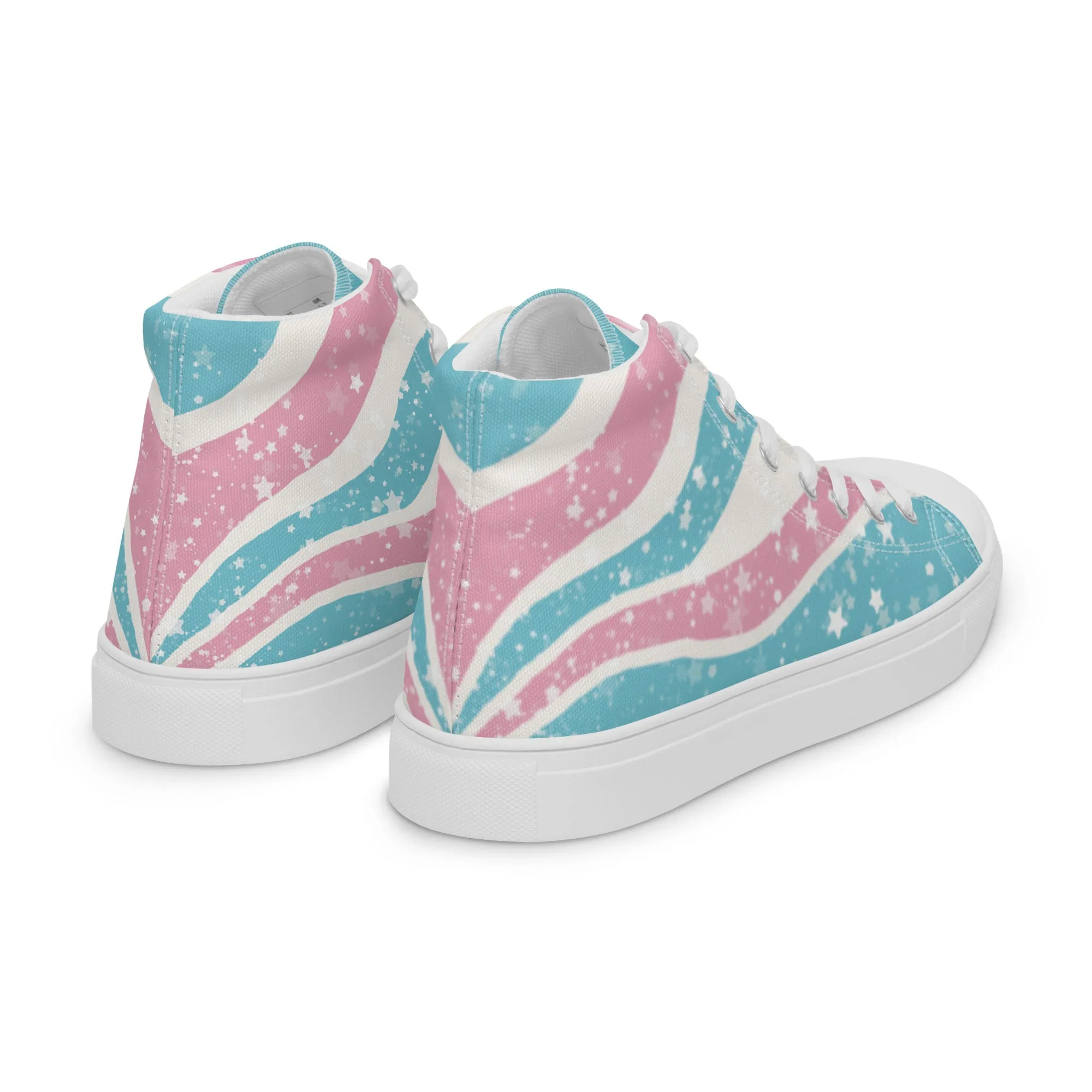 Starry Transgender Pride High Top Canvas Shoes (Masc Sizing)