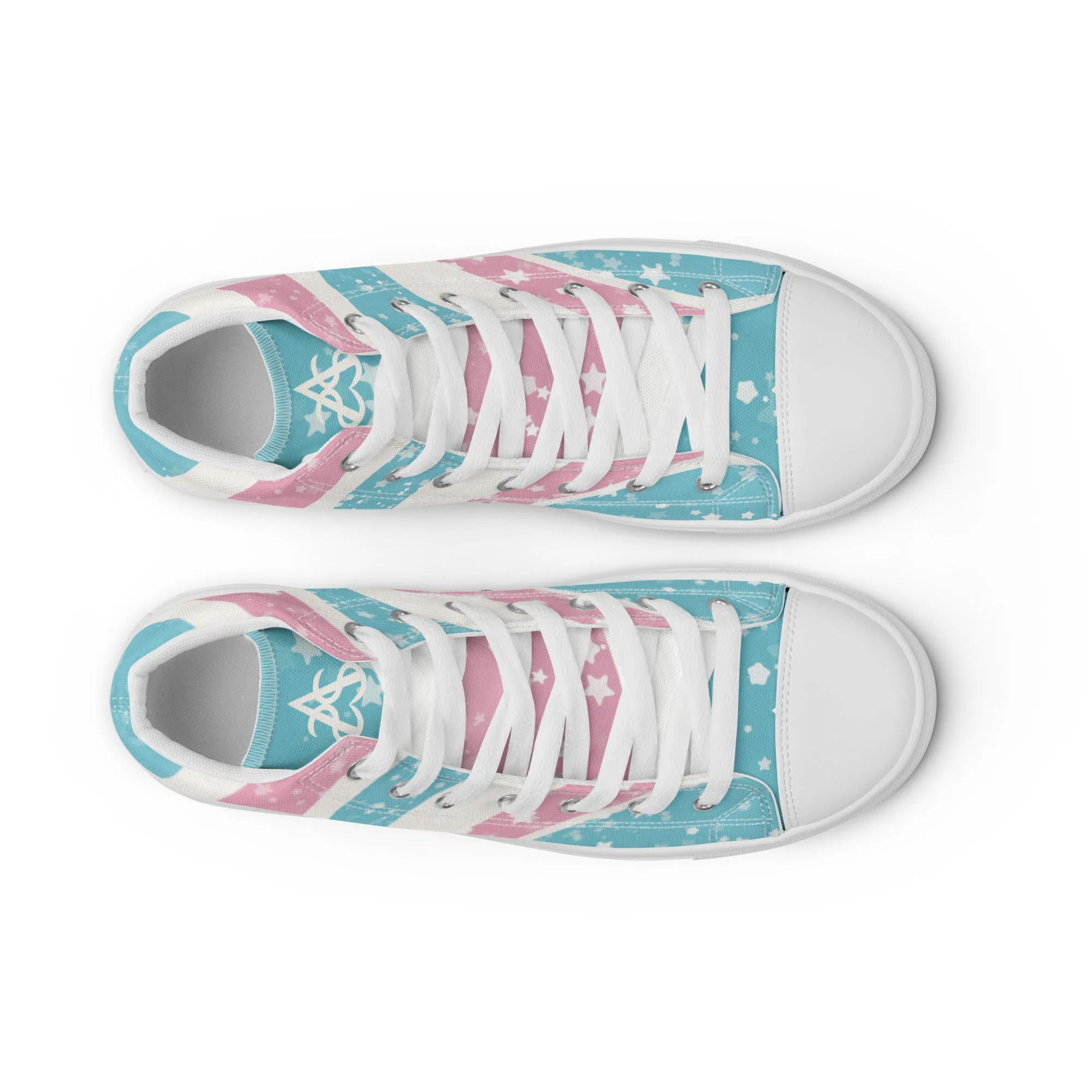 Starry Transgender Pride High Top Canvas Shoes (Masc Sizing)