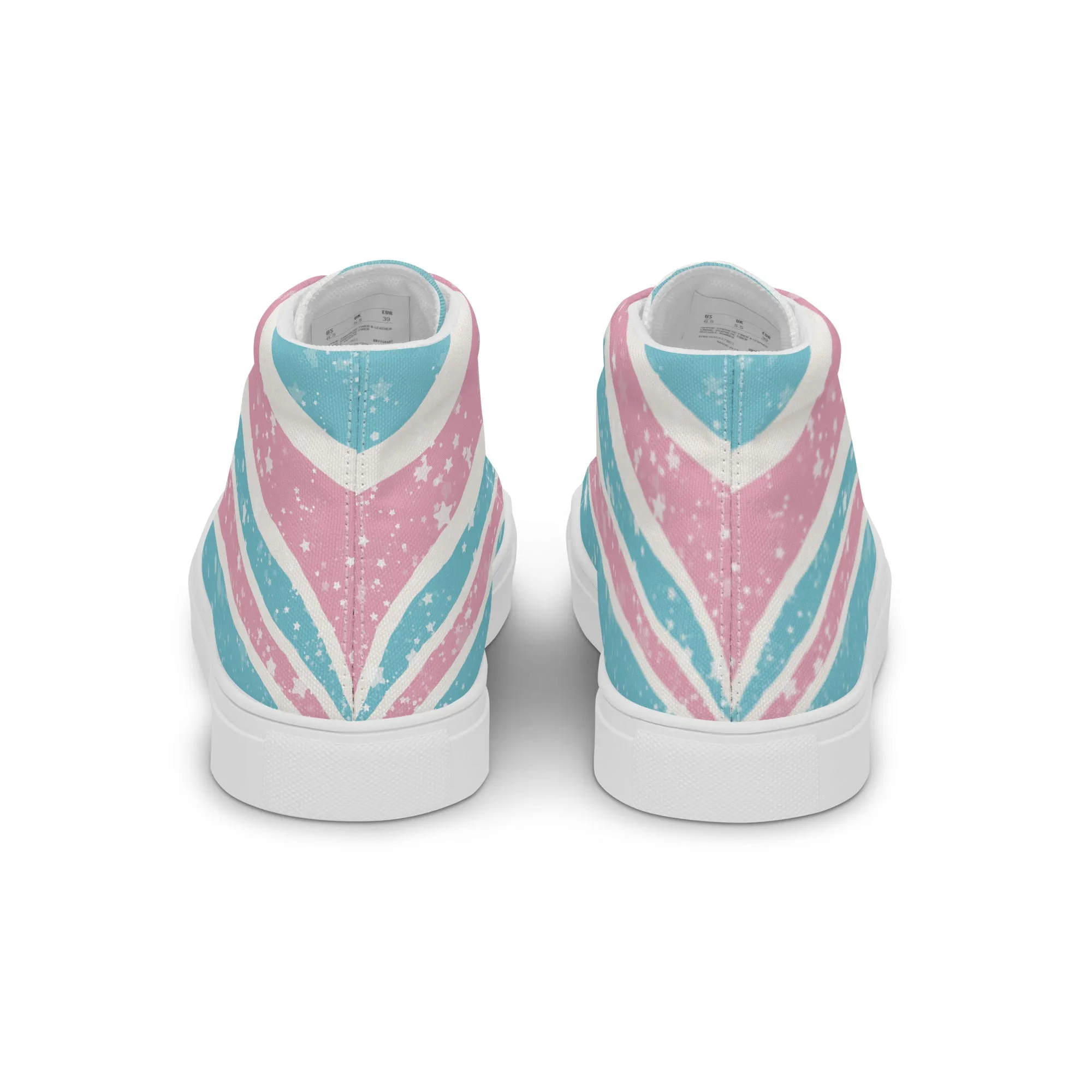 Starry Transgender Pride High Top Canvas Shoes (Masc Sizing)