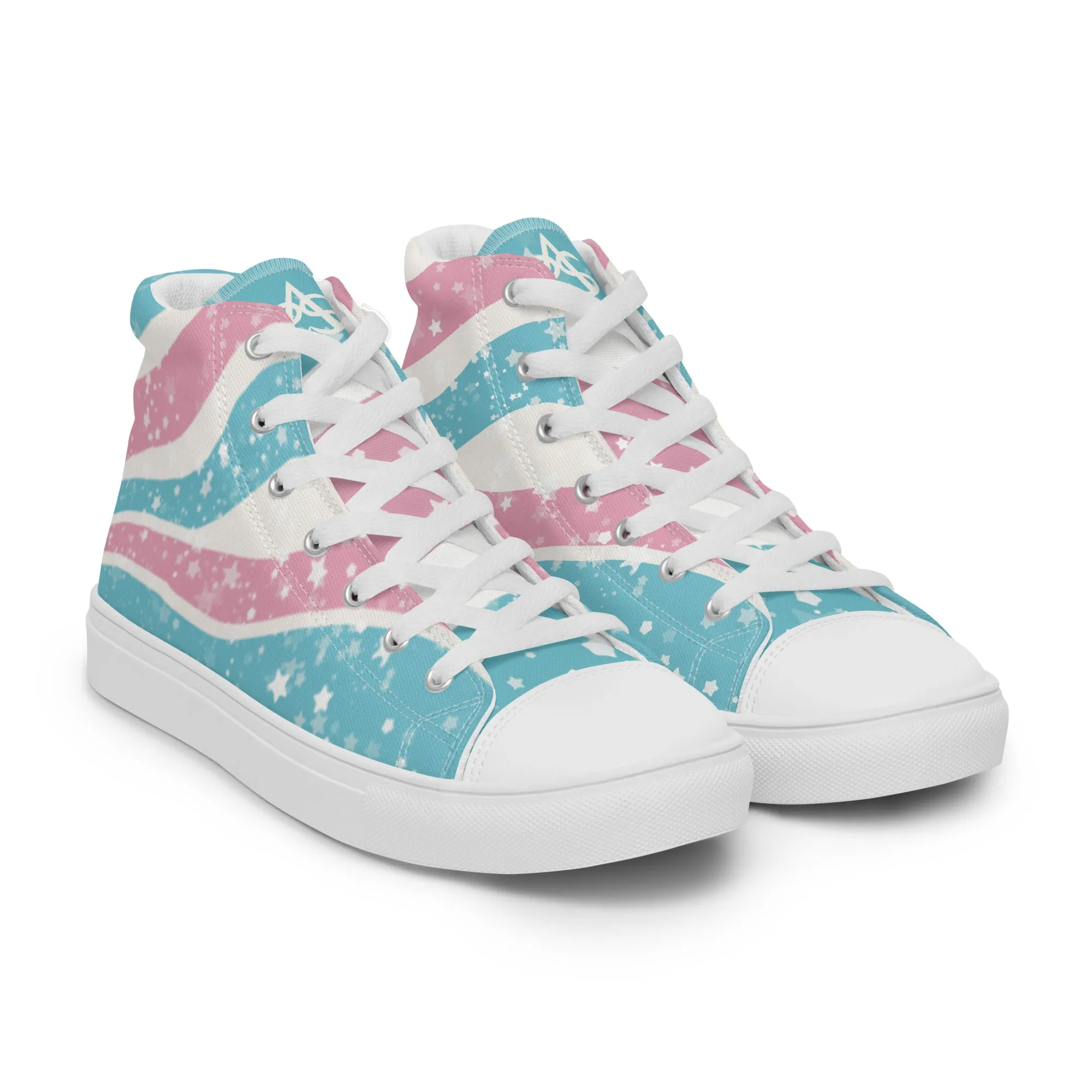 Starry Transgender Pride High Top Canvas Shoes (Masc Sizing)