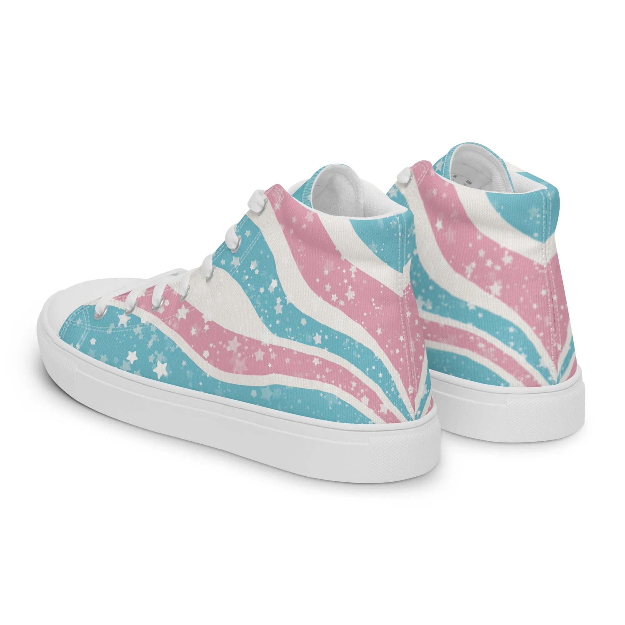 Starry Transgender Pride High Top Canvas Shoes (Masc Sizing)