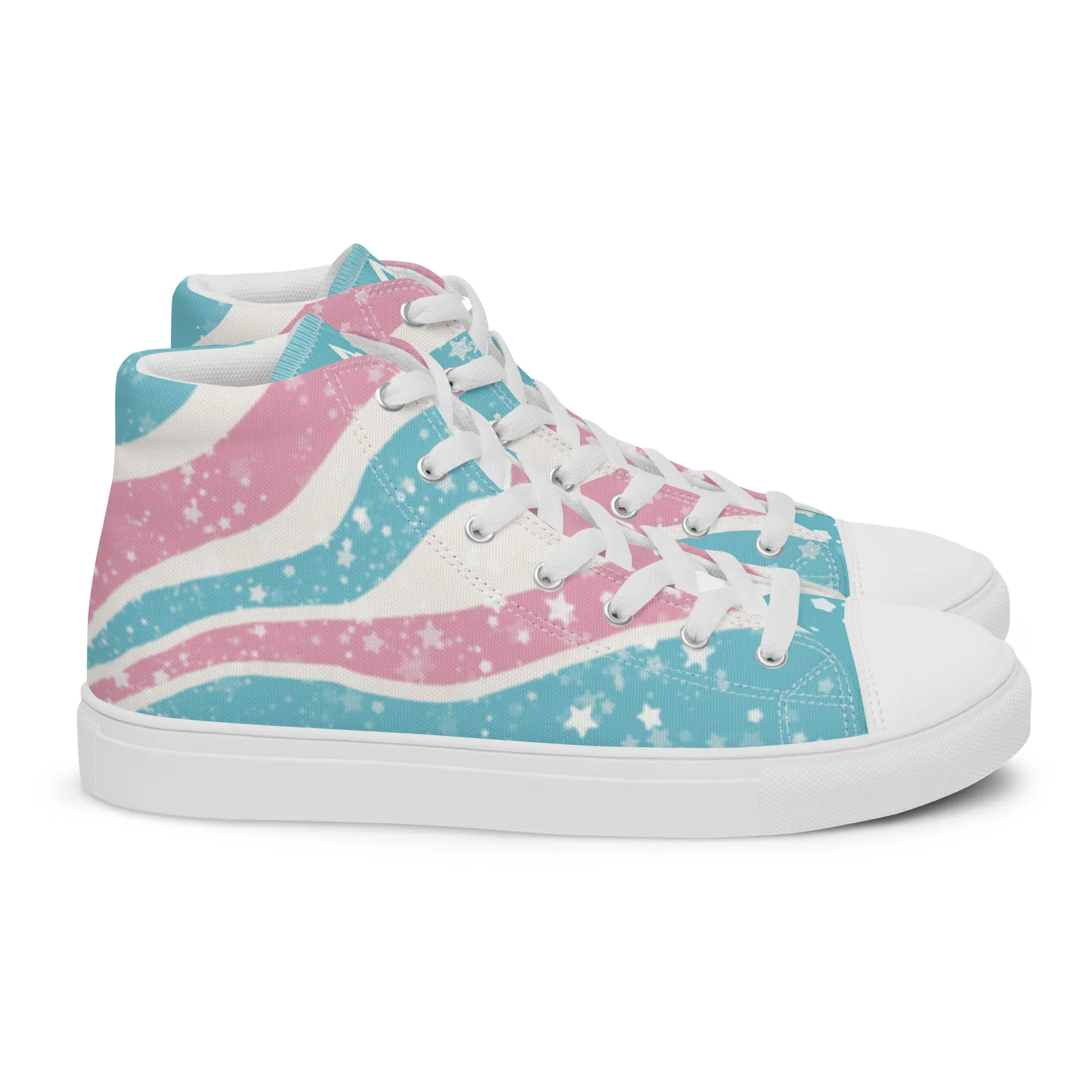 Starry Transgender Pride High Top Canvas Shoes (Masc Sizing)