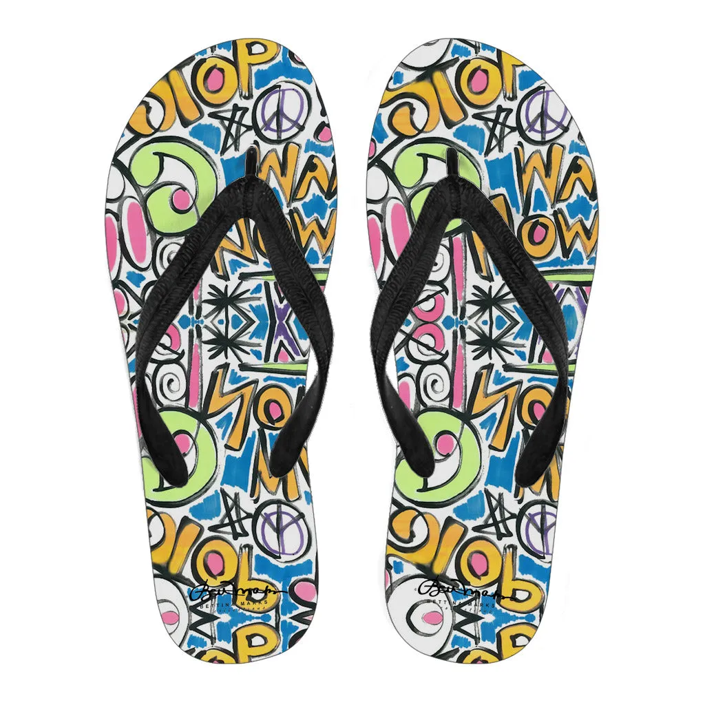 Stop War Now Graffiti Flip Flops