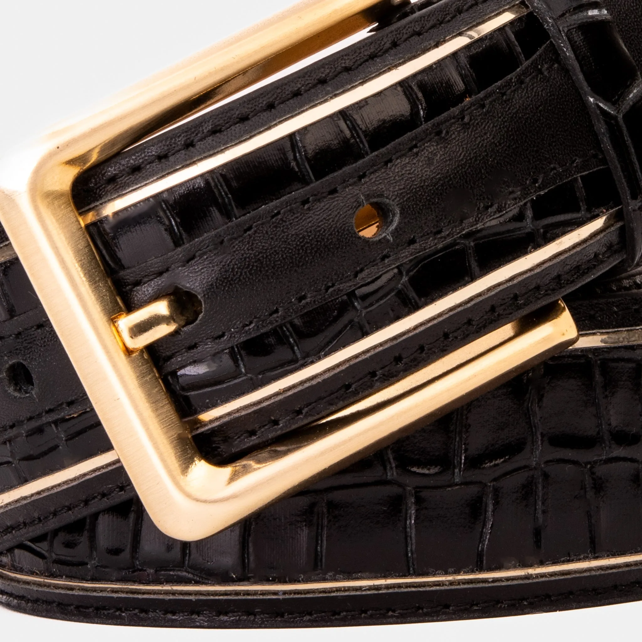 The Bellagio Black & Gold Leather Belt