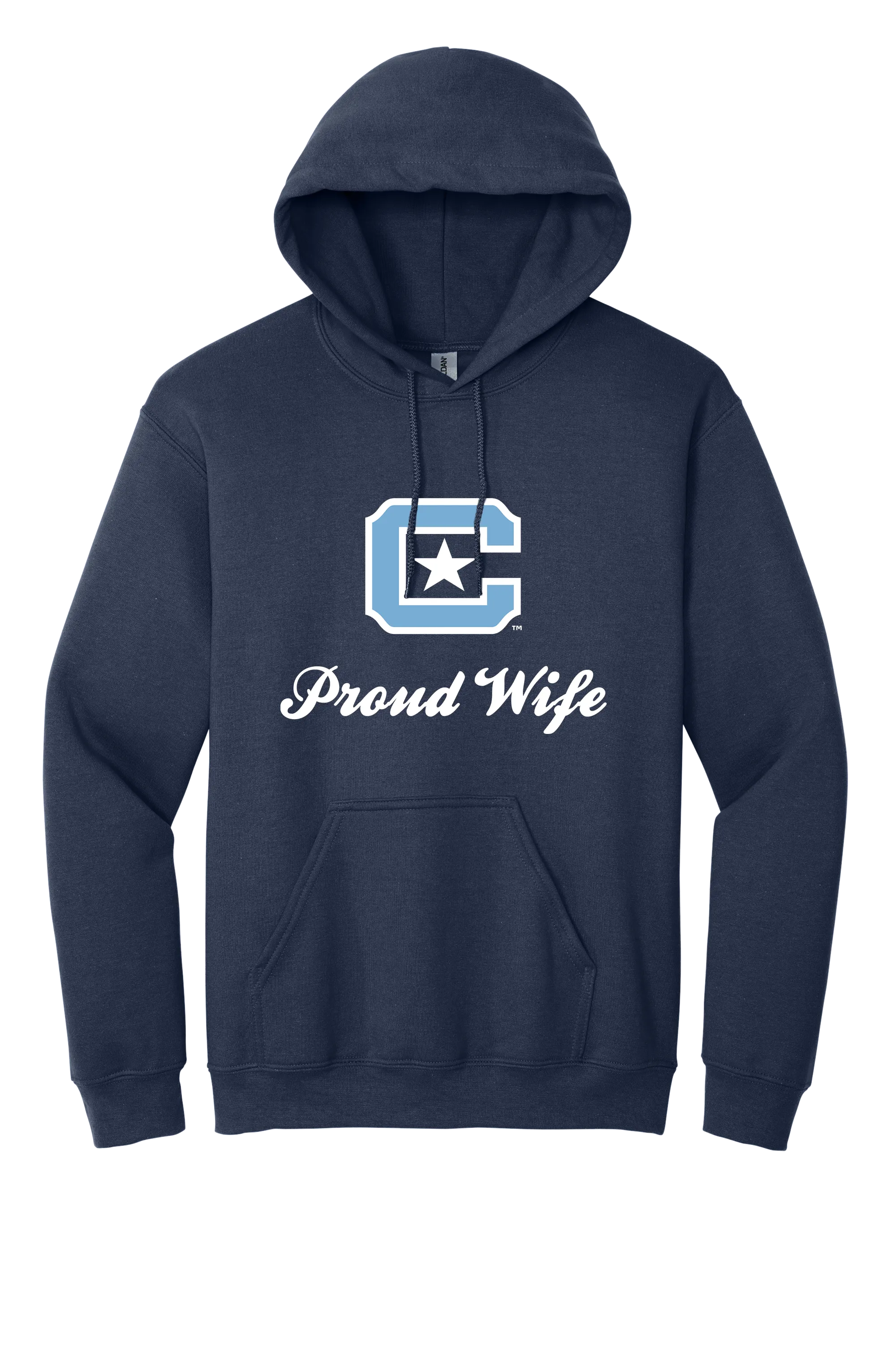 The Citadel Block C Star logo, Proud Wife,  Heavy Blend™ Hooded Sweatshirt