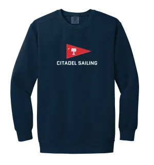 The Citadel, Burgee, Club Sports - Sailing,  Embroidered Unisex Comfort Colors ® Ring Spun Crewneck Sweatshirt