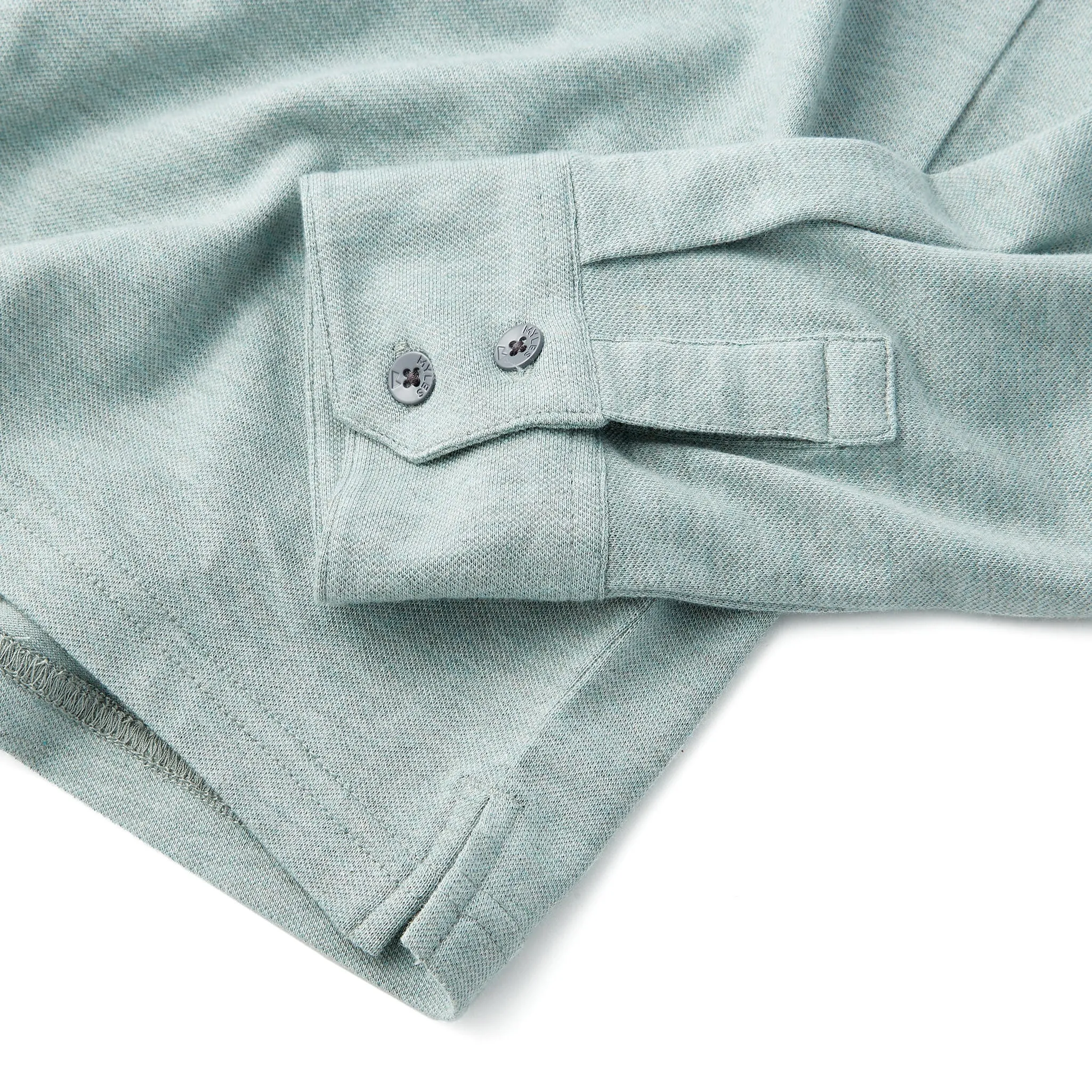 Tour Polo Long Sleeve in Heather Gray Green