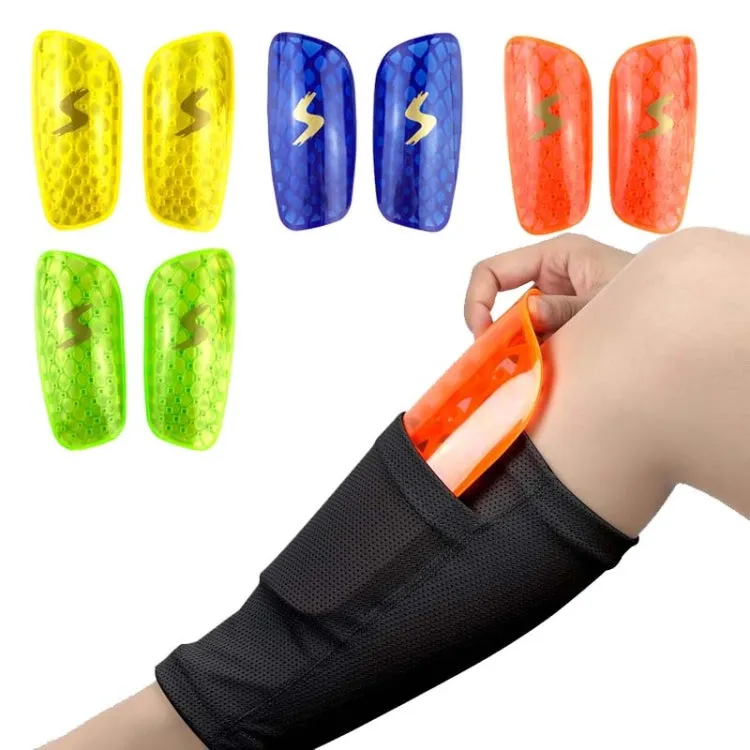 TPR Honeycomb Transparent Leg Protection Plug Board Football Protection Gear(Orange L)