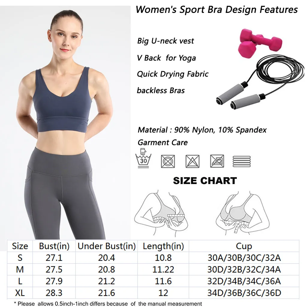 U Neck and V back Sports Bras for Women  Bra Running Workout   Tank Tops