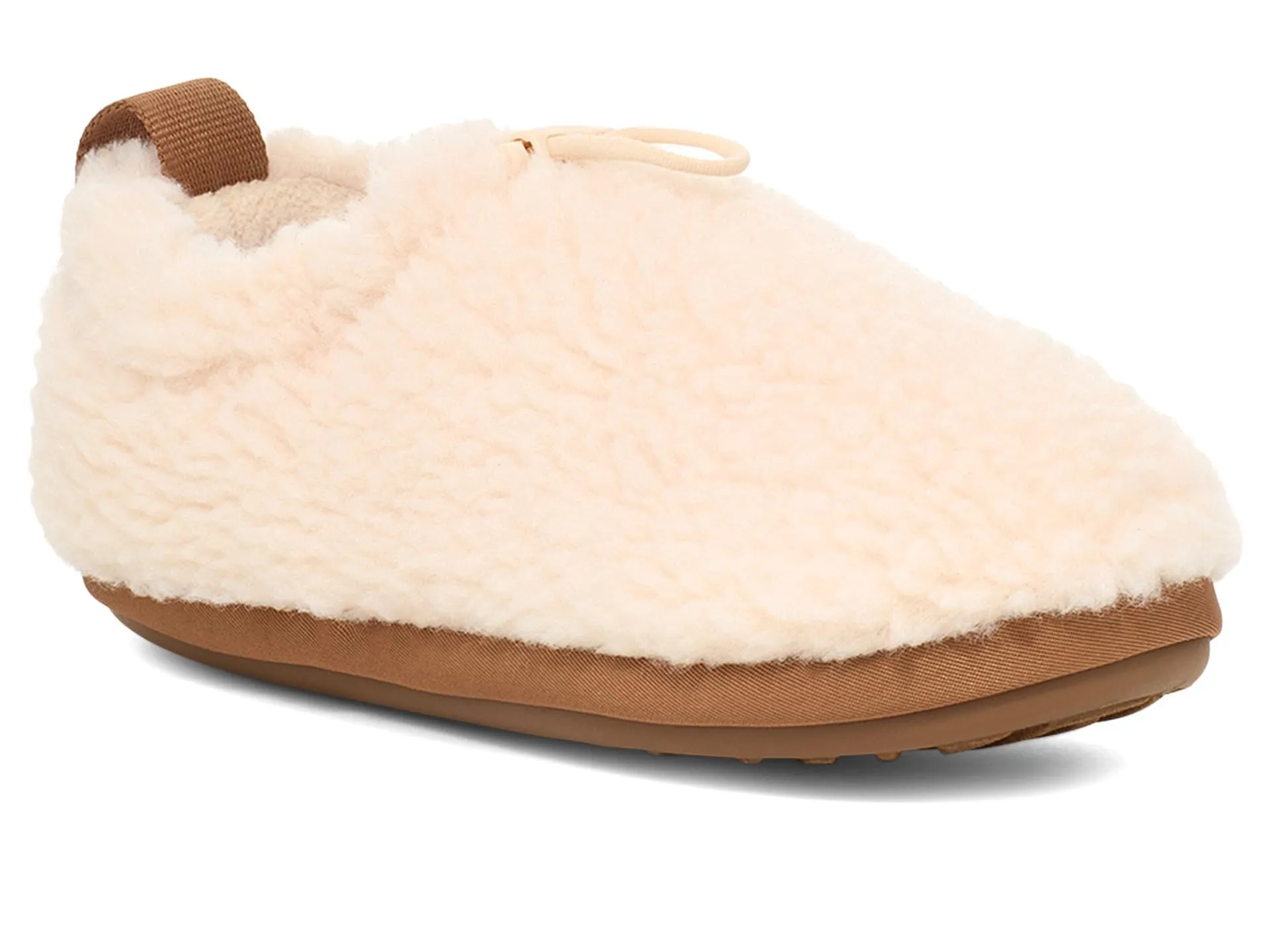 UGG Unisex-Child Plushy Slipper, Natural/Chestnut  Little Kid